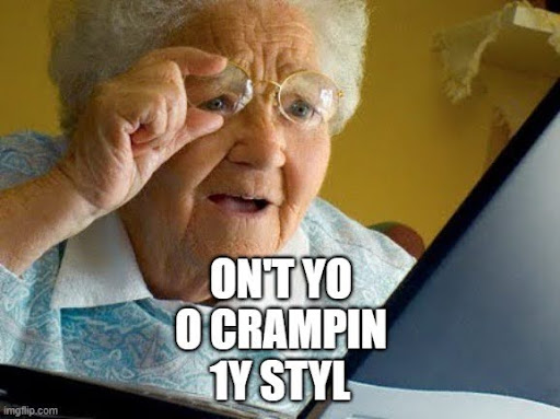 Old lady using computer